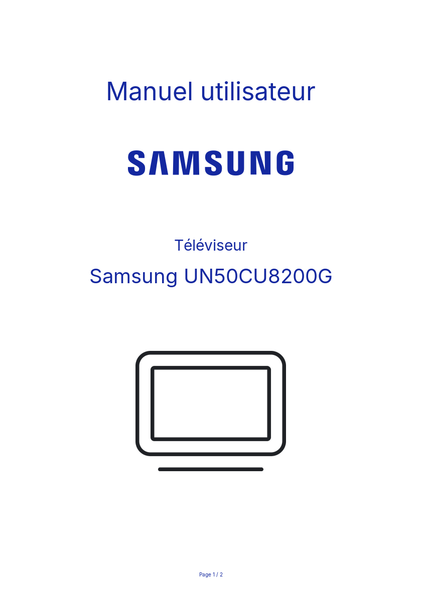 Image de la première page du manuel de l'appareil UN50CU8200G