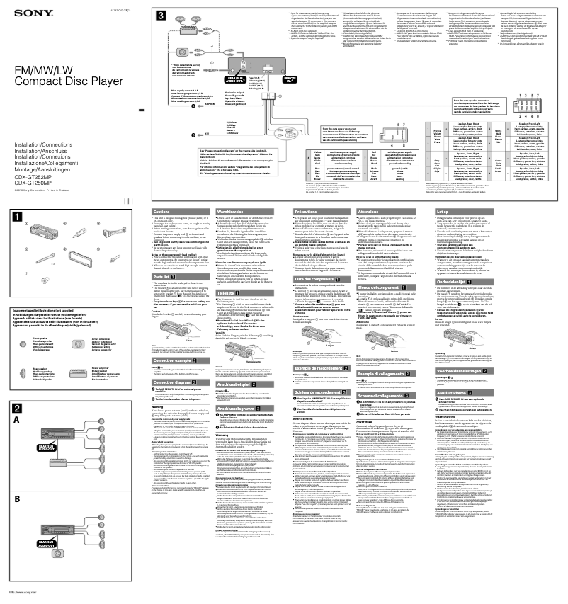 Image de la première page du manuel de l'appareil CDX-GT252MP