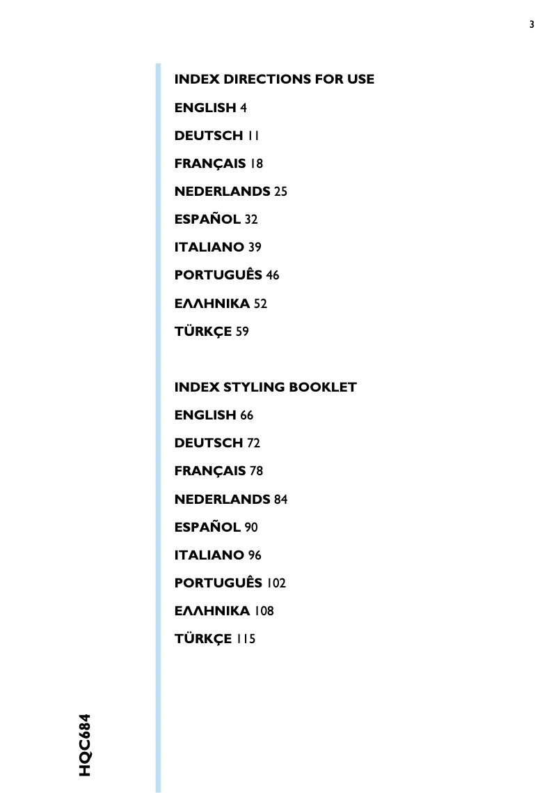 Page 1 de la notice Manuel utilisateur Philips HQC684