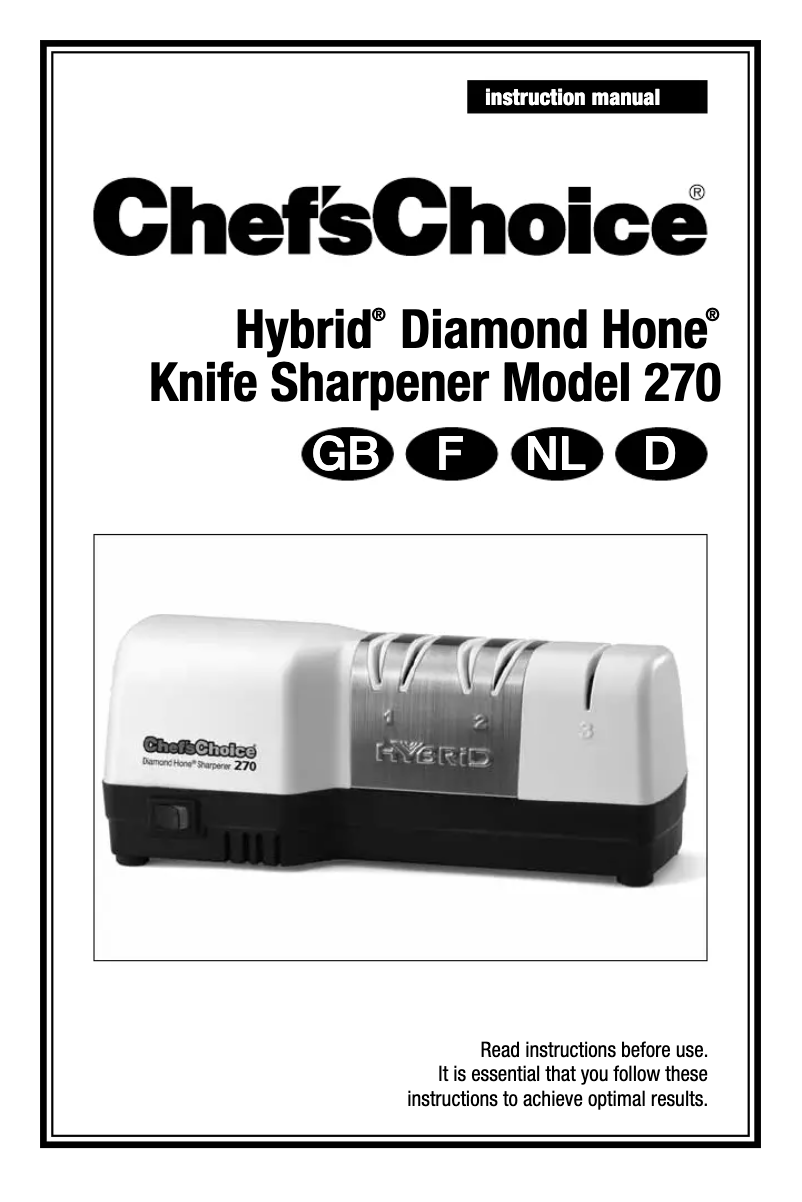 Page 1 de la notice Manuel utilisateur Chef's Choice Hybrid Diamond Hone 270