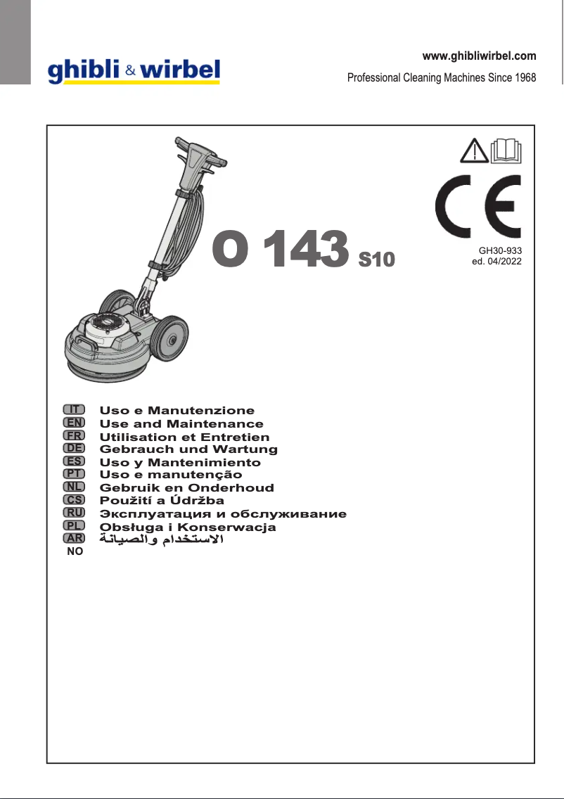 Page 1 de la notice Manuel d'utilisation et d'entretien Ghibli & Wirbel O 143 S10