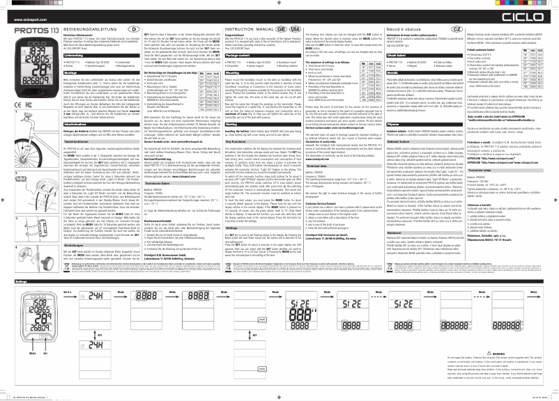 Page 1 de la notice Manuel utilisateur Ciclo Protos 113