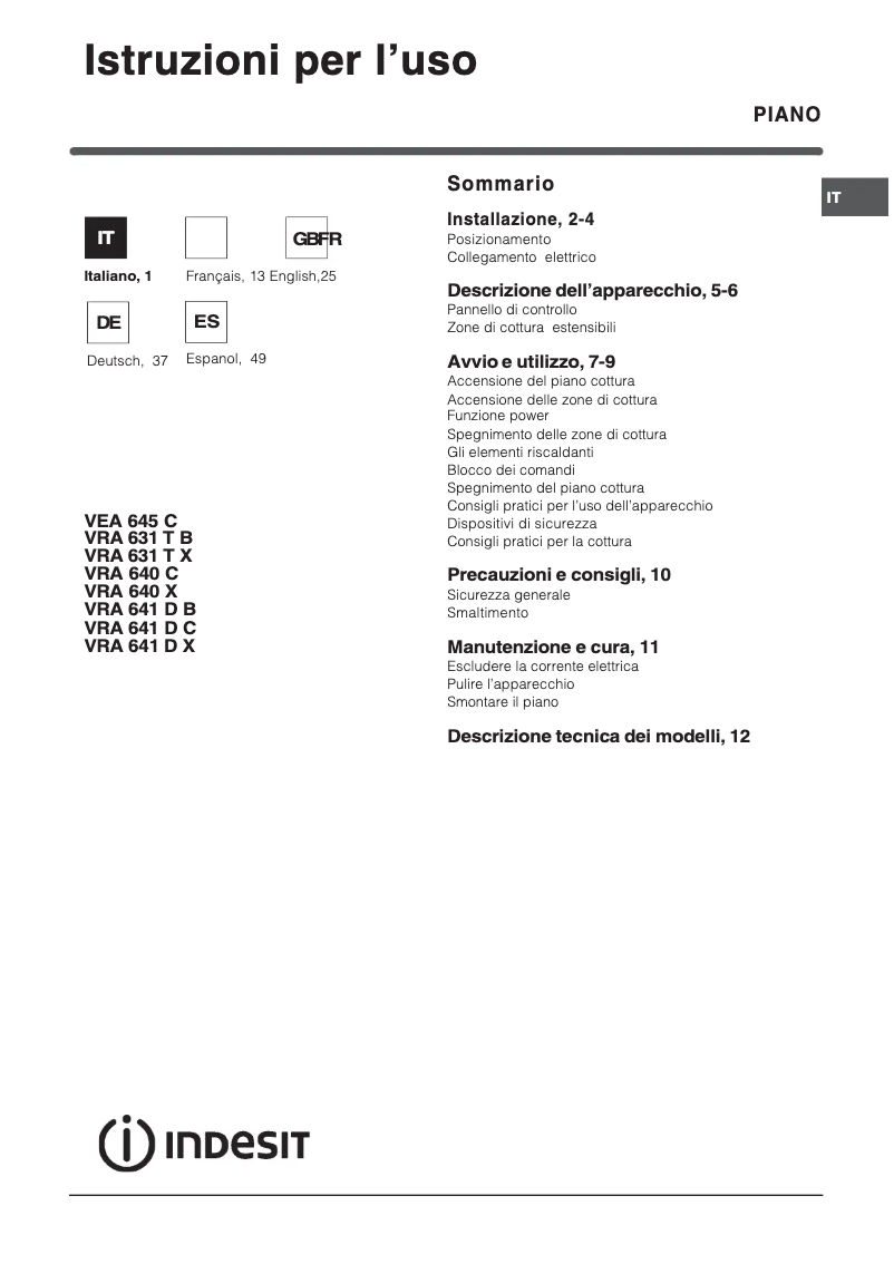 Image de la première page du manuel de l'appareil VEA 645 C