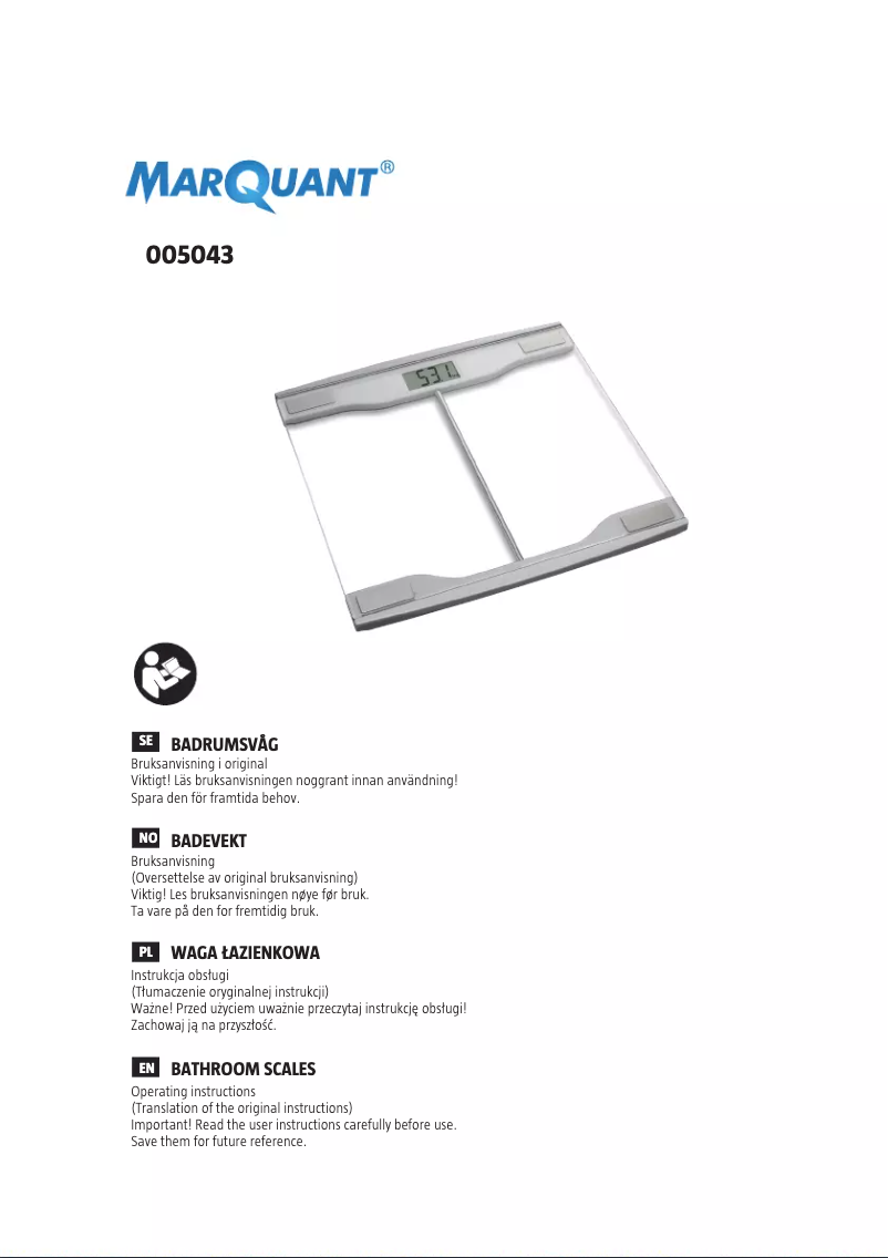 Page n°1 - Manuel utilisateur Marquant 005-043