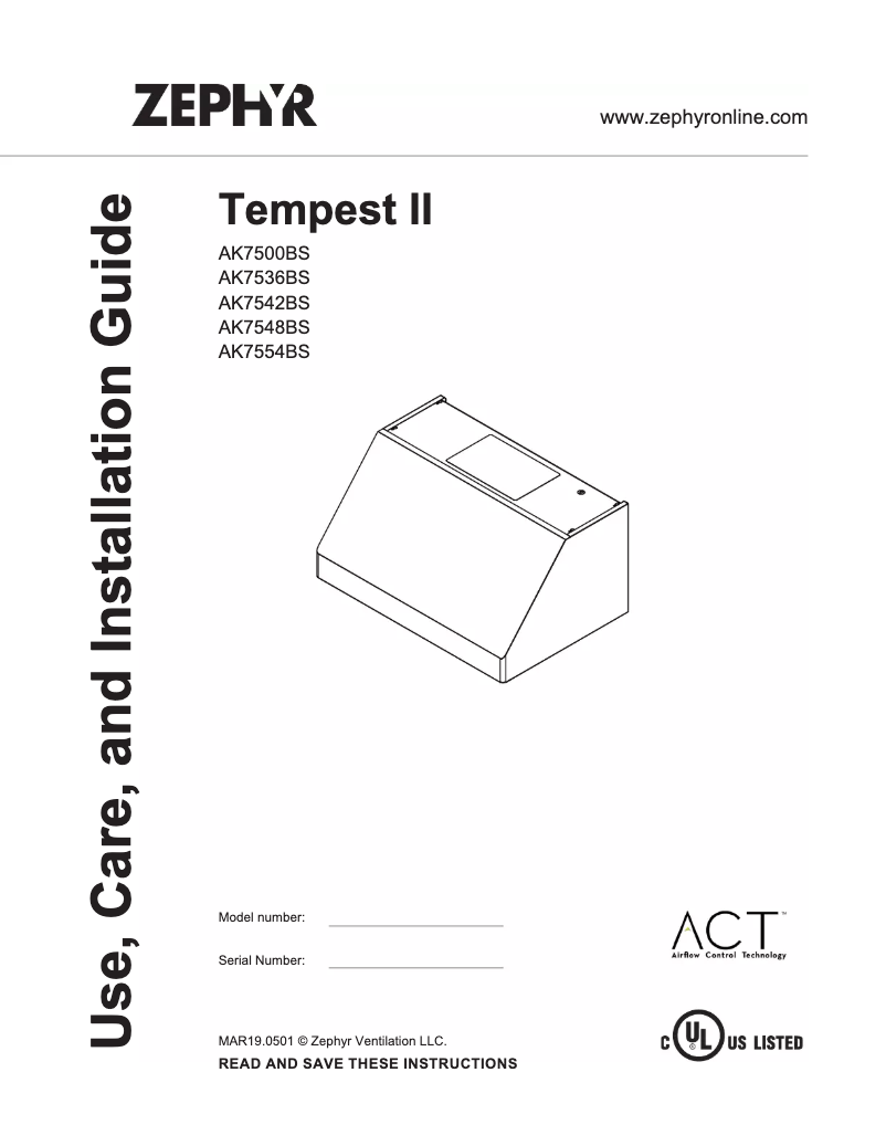 Page 1 de la notice Manuel utilisateur Zephyr AK7500BS
