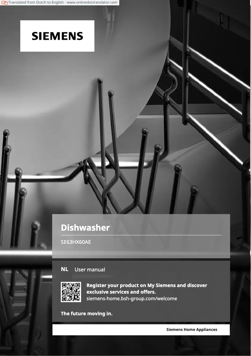 Image de la première page du manuel de l'appareil SE63HX60AE