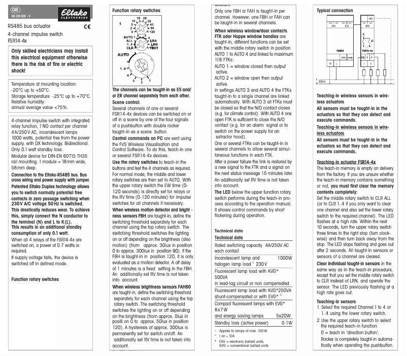 Página 1 del manual Manual de usuario Eltako FSR14-4X