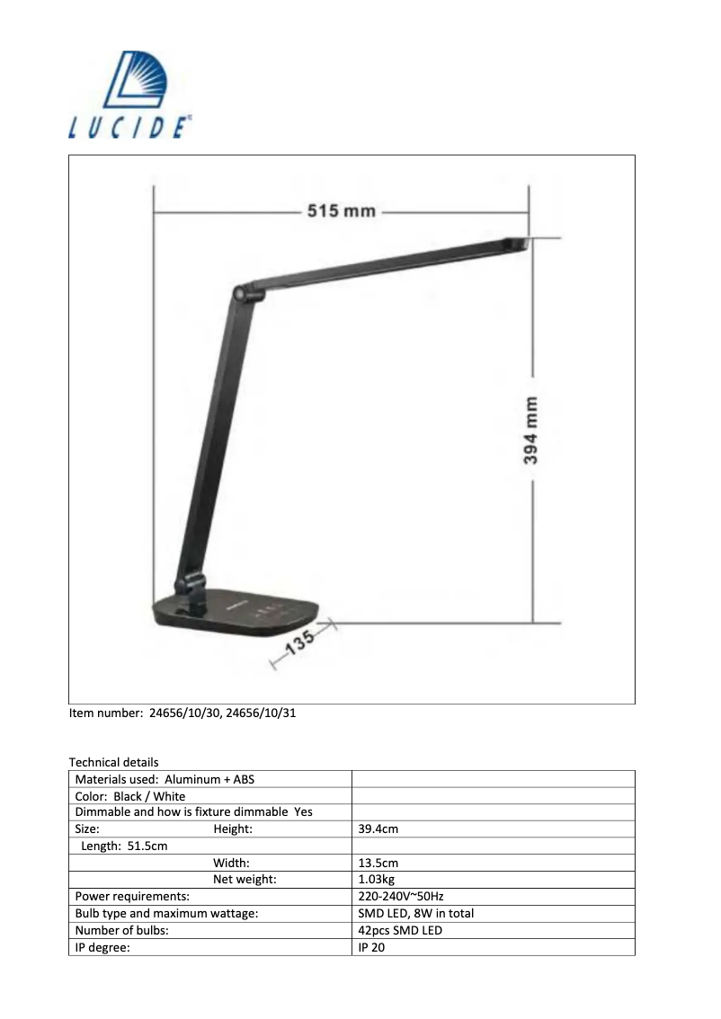 Page n°1 - Manuel utilisateur Lucide Vario LED