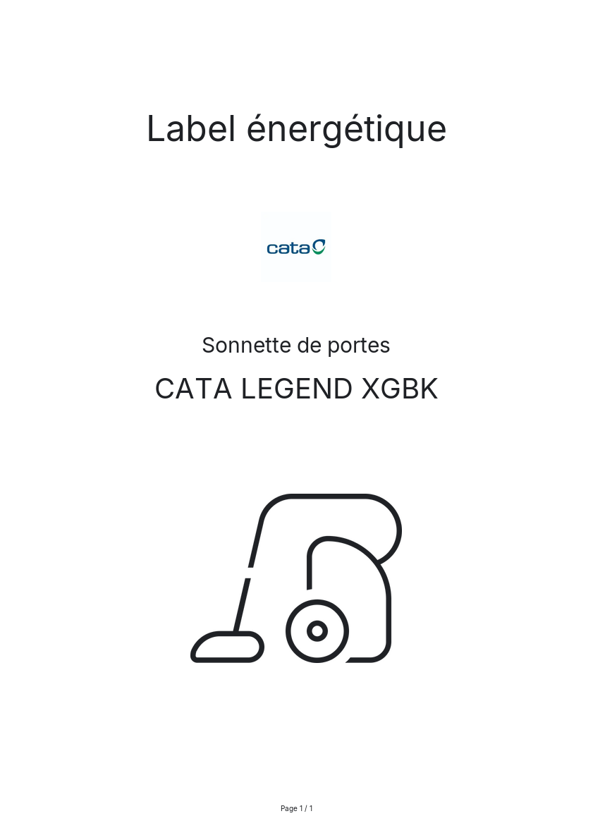 Page n°1 - Label énergétique CATA LEGEND XGBK