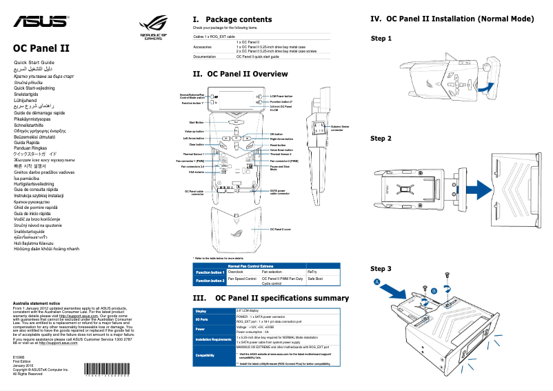 Page 1 de la notice Manuel utilisateur Asus OC Panel II