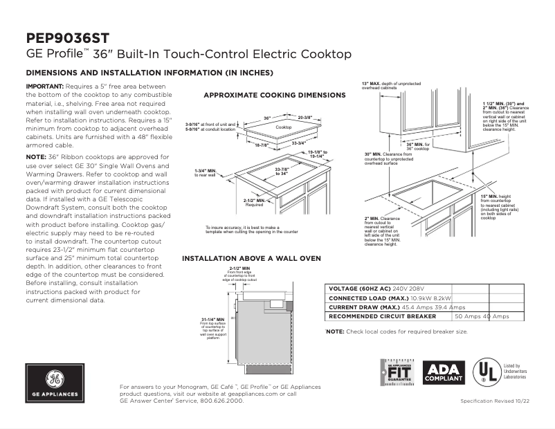 Imagen de la primera página del manual del dispositivo Profile PEP9036STSS