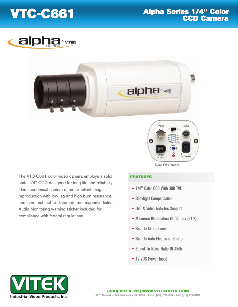 Image de la première page du manuel de l'appareil VTC-C661