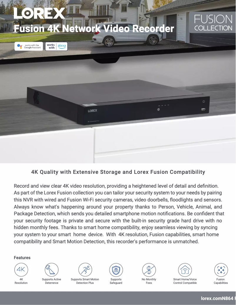 Página 1 del manual Ficha técnica Lorex N864A64B