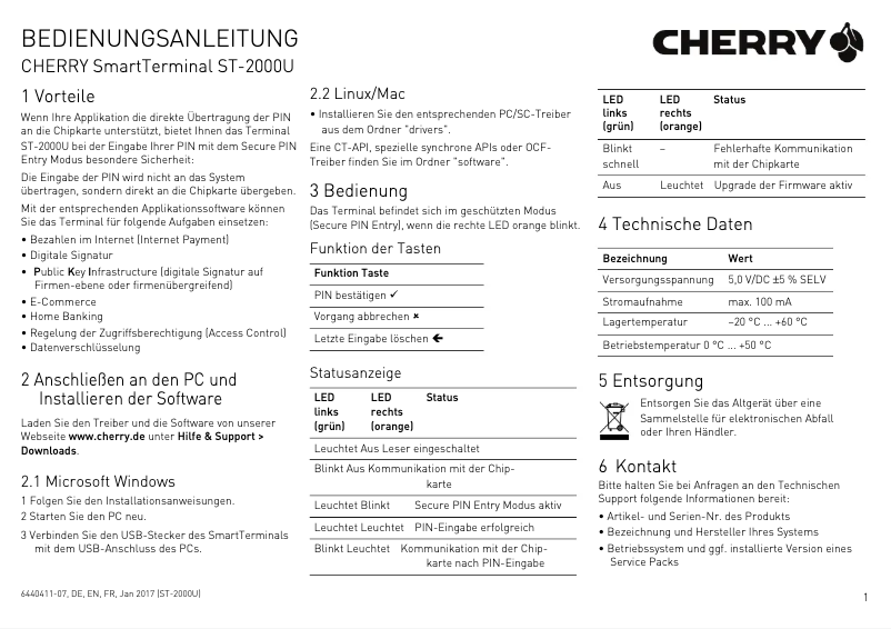Image de la première page du manuel de l'appareil SmartTerminal ST-2000U