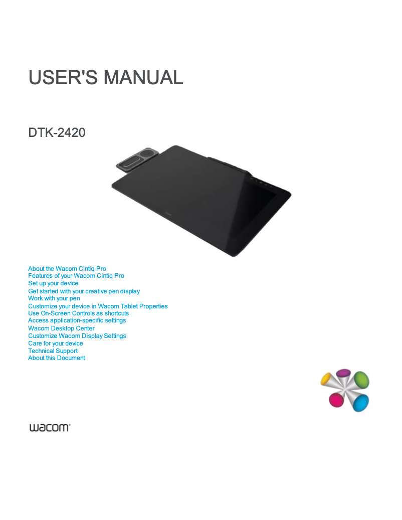 Image de la première page du manuel de l'appareil Cintiq Pro 24 Pen