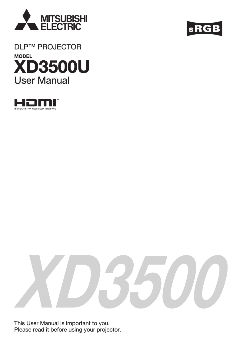 Page 1 de la notice Manuel utilisateur Mitsubishi XD3500U