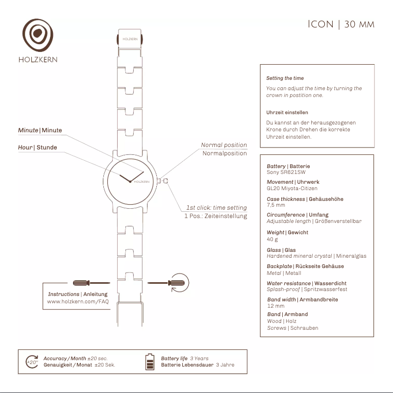 Page 1 de la notice Manuel utilisateur Holzkern Audrey