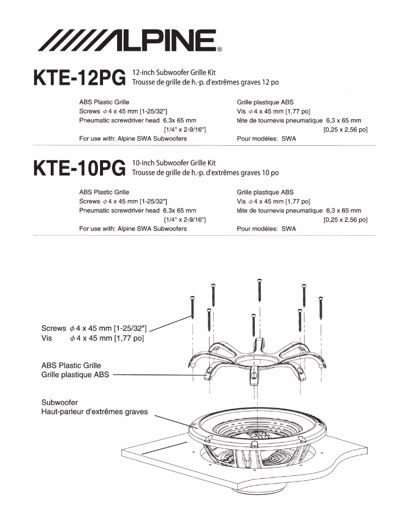 Page n°1 - Manuel utilisateur Alpine KTE-10PG