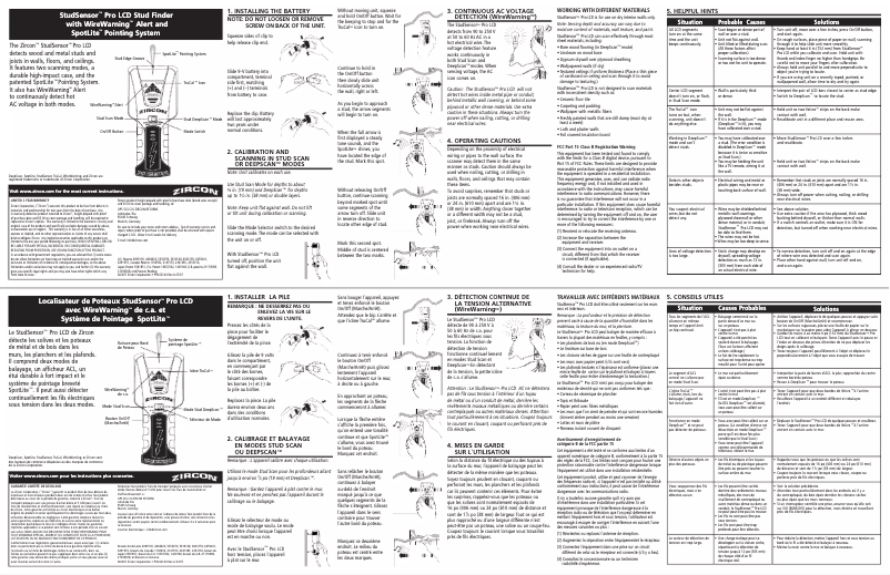 Page n°1 - Manuel utilisateur Zircon StudSensor Pro LCD