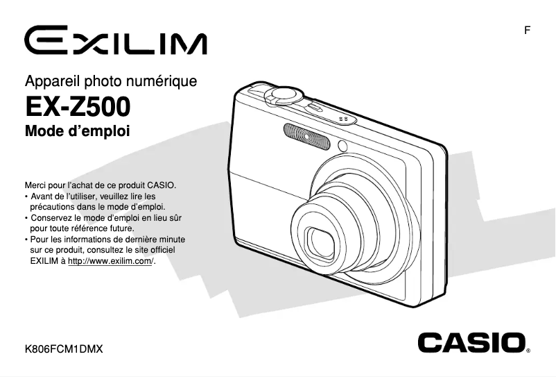 Image de la première page du manuel de l'appareil Exilim EX-Z500