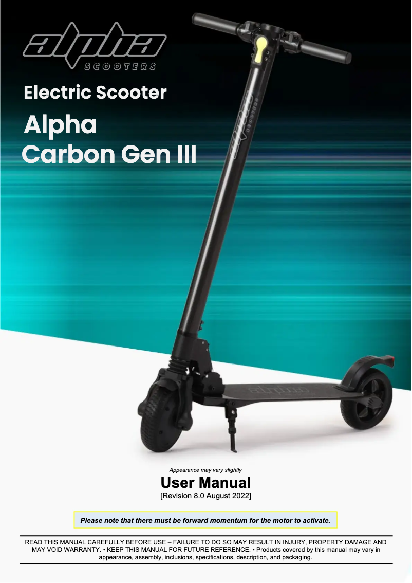 Page n°1 - Manuel utilisateur Alpha Carbon