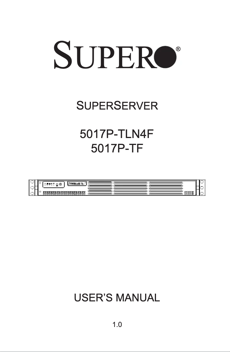 Page 1 de la notice Manuel utilisateur Supermicro SuperServer 5017P-TLN4F