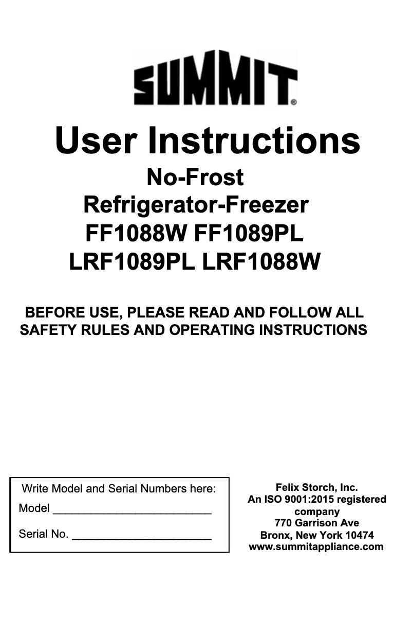 Imagen de la primera página del manual del dispositivo FF1089PL