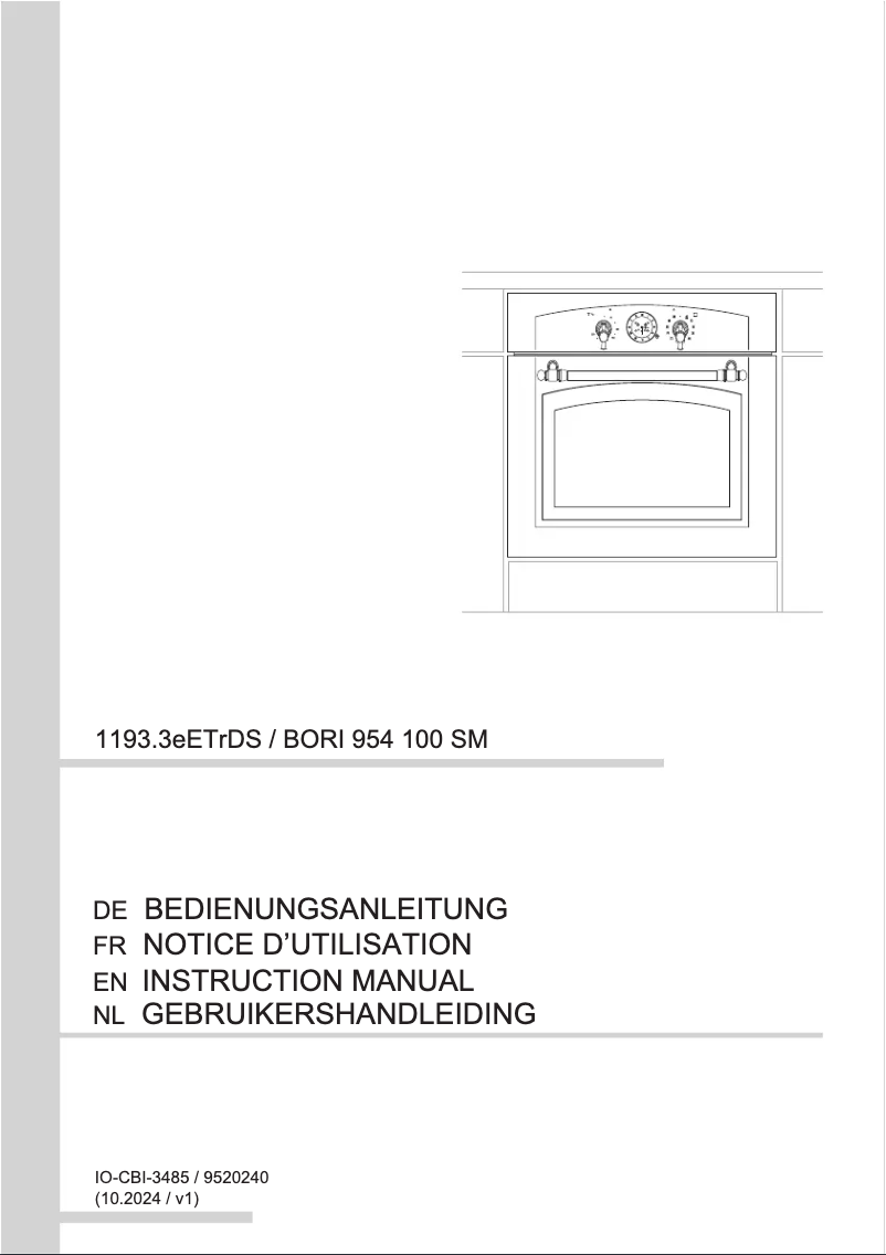 Page n°1 - Manuel utilisateur Amica BORI 954 100 SM