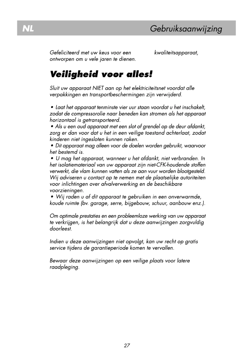 Page n°1 - Manuel utilisateur Beko FRN 1960