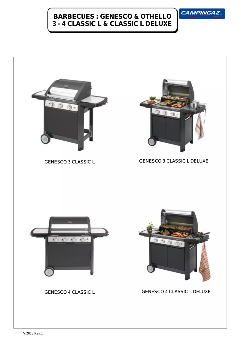 Page 1 de la notice Manuel utilisateur Campingaz Genesco 3 Classic L Deluxe