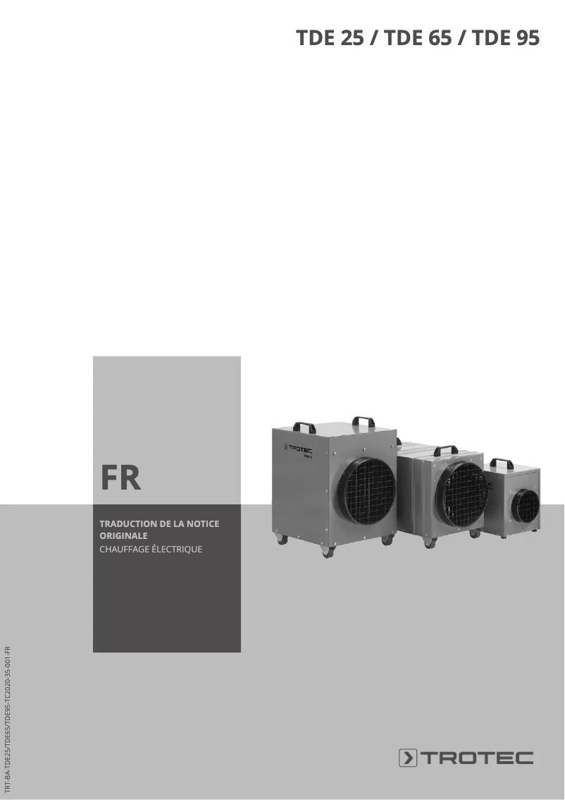 Page 1 de la notice Manuel utilisateur Trotec TDE 95