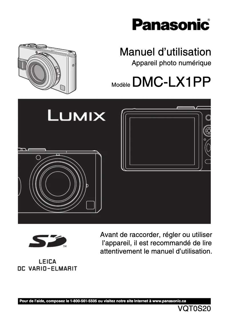 Page 1 de la notice Manuel utilisateur Panasonic Lumix DMC-LX1