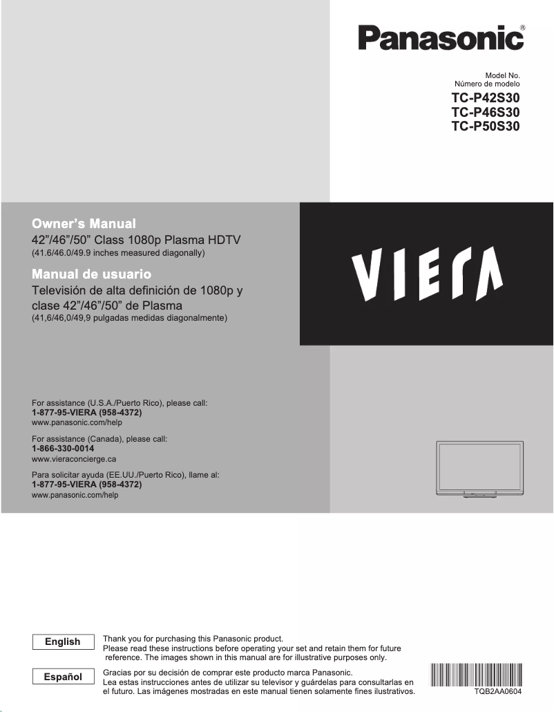 Page 1 de la notice Manuel utilisateur Panasonic Viera TC-P46S30