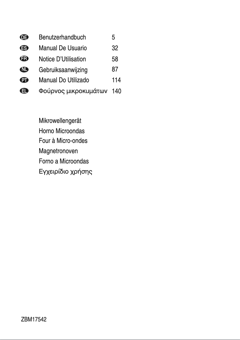Image de la première page du manuel de l'appareil ZBM17542XA