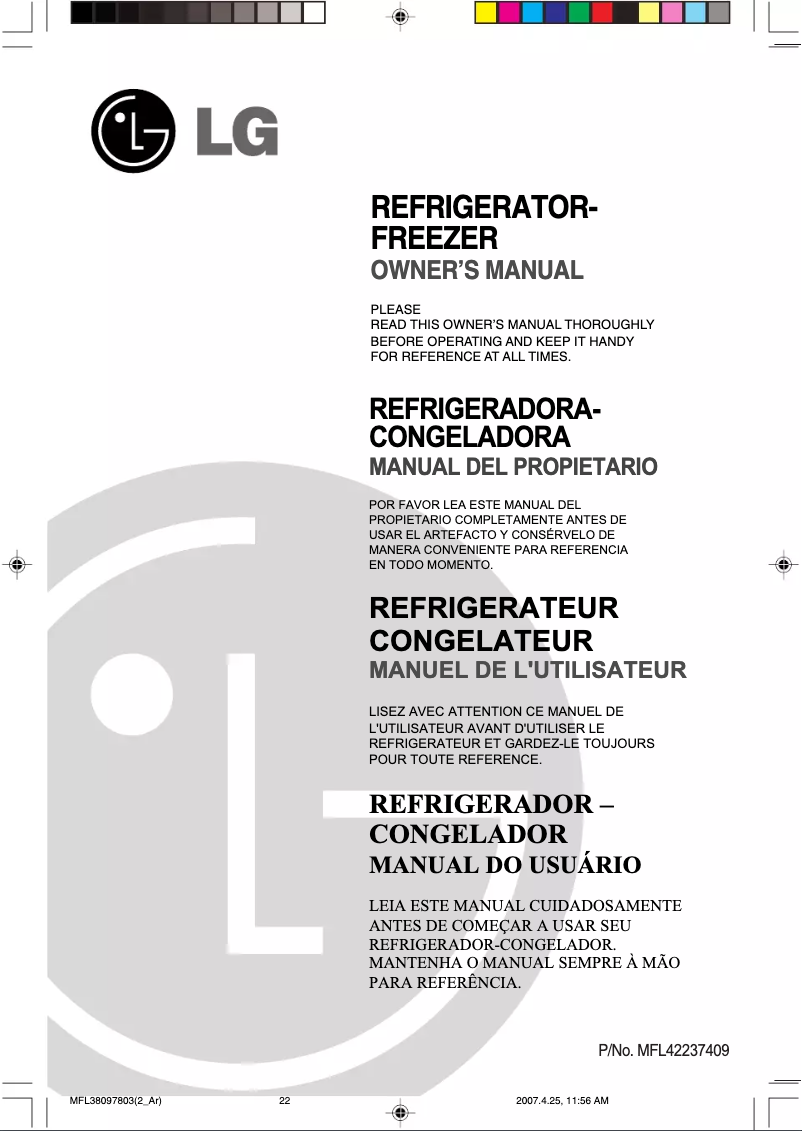 Image de la première page du manuel de l'appareil GR-M262YQ