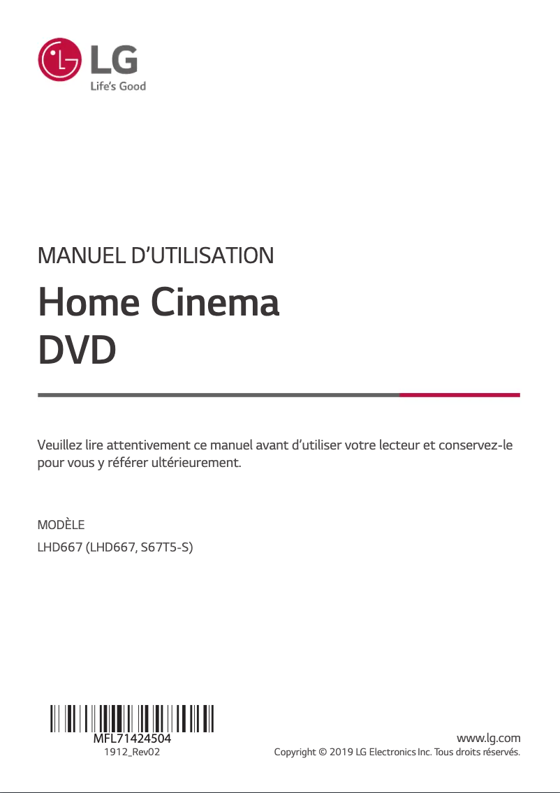 Page 1 de la notice Manuel utilisateur LG LHD667