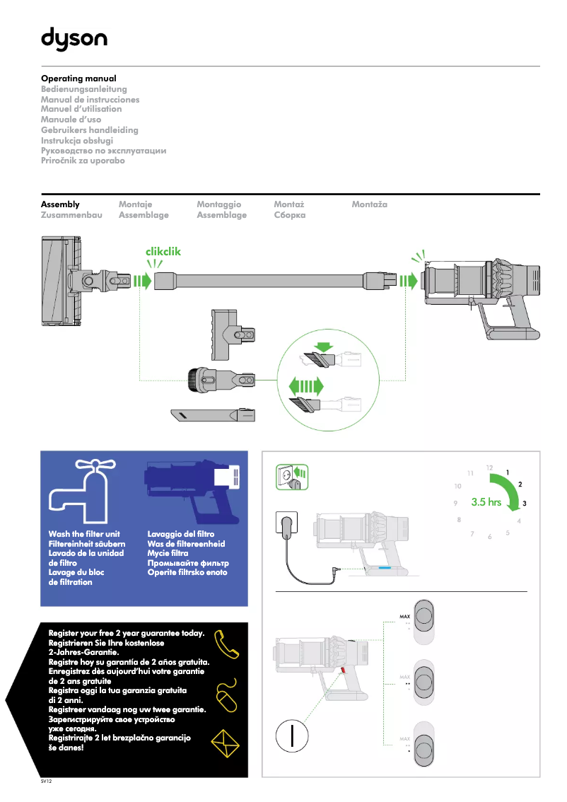 Page 1 de la notice Manuel utilisateur Dyson V10 Parquet