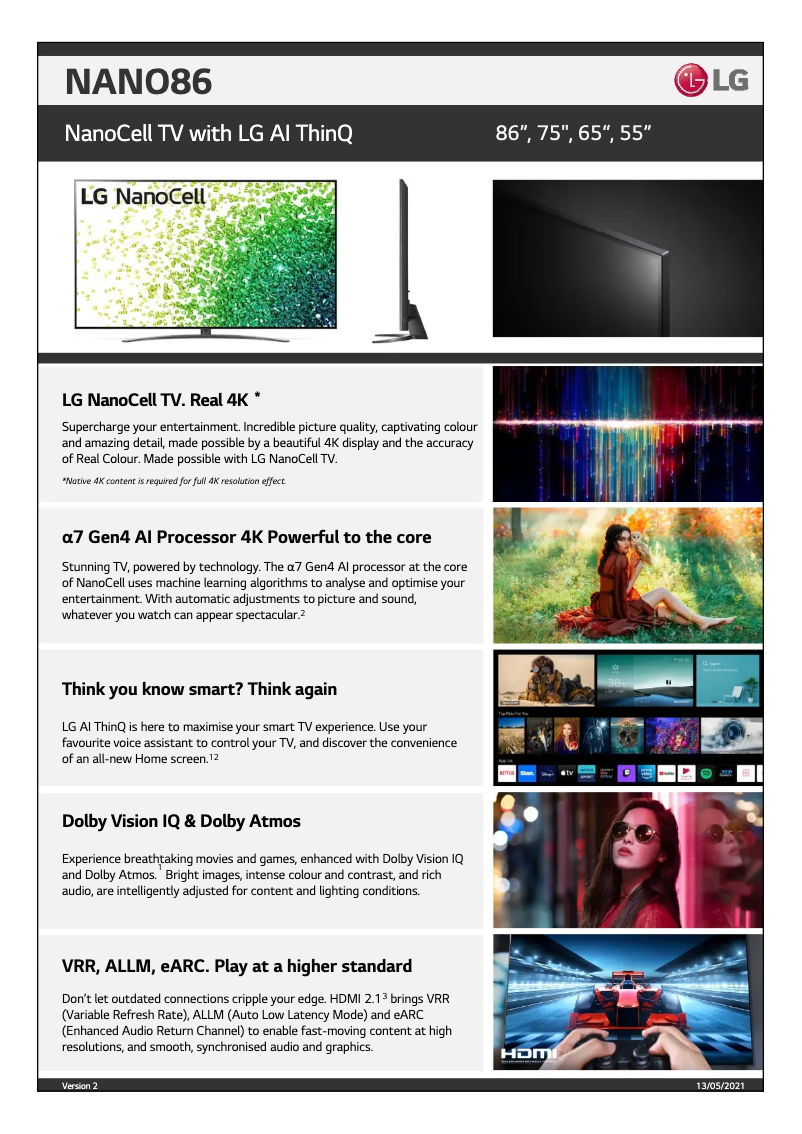 Page n°1 - Fiche technique LG 55NANO86TPA