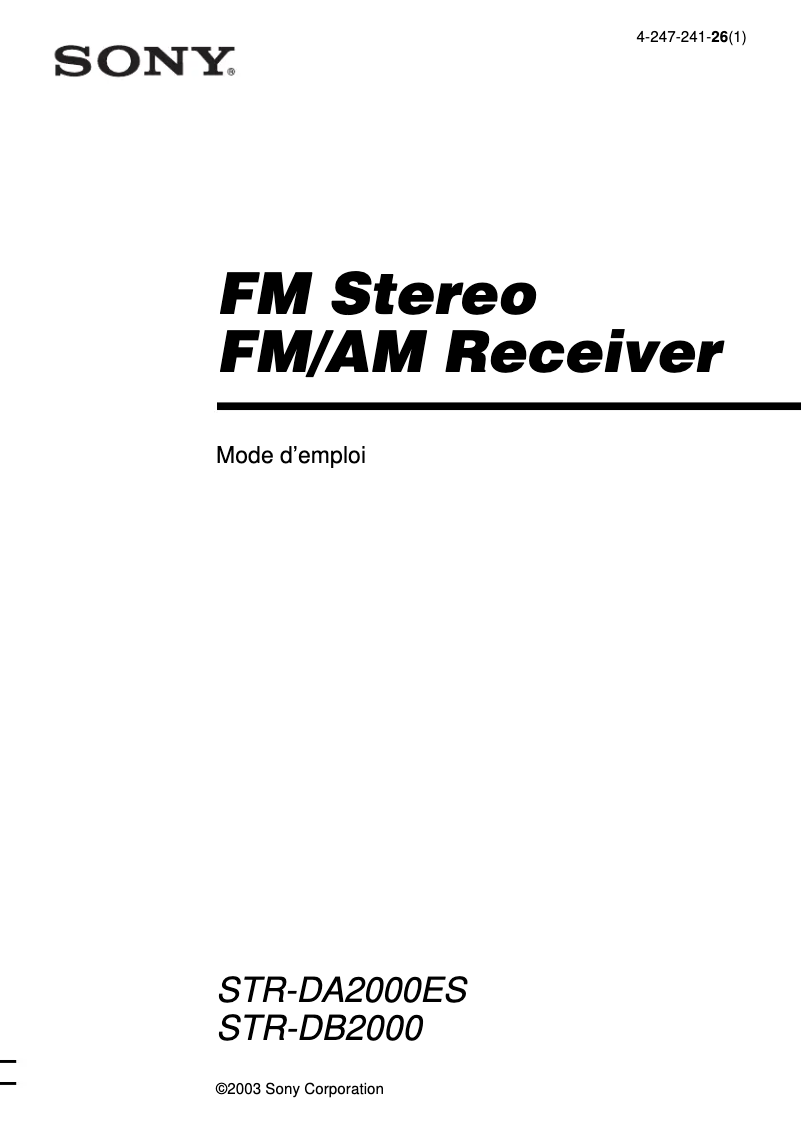 Page 1 of the manual User Manual Sony STR-DA2000ES