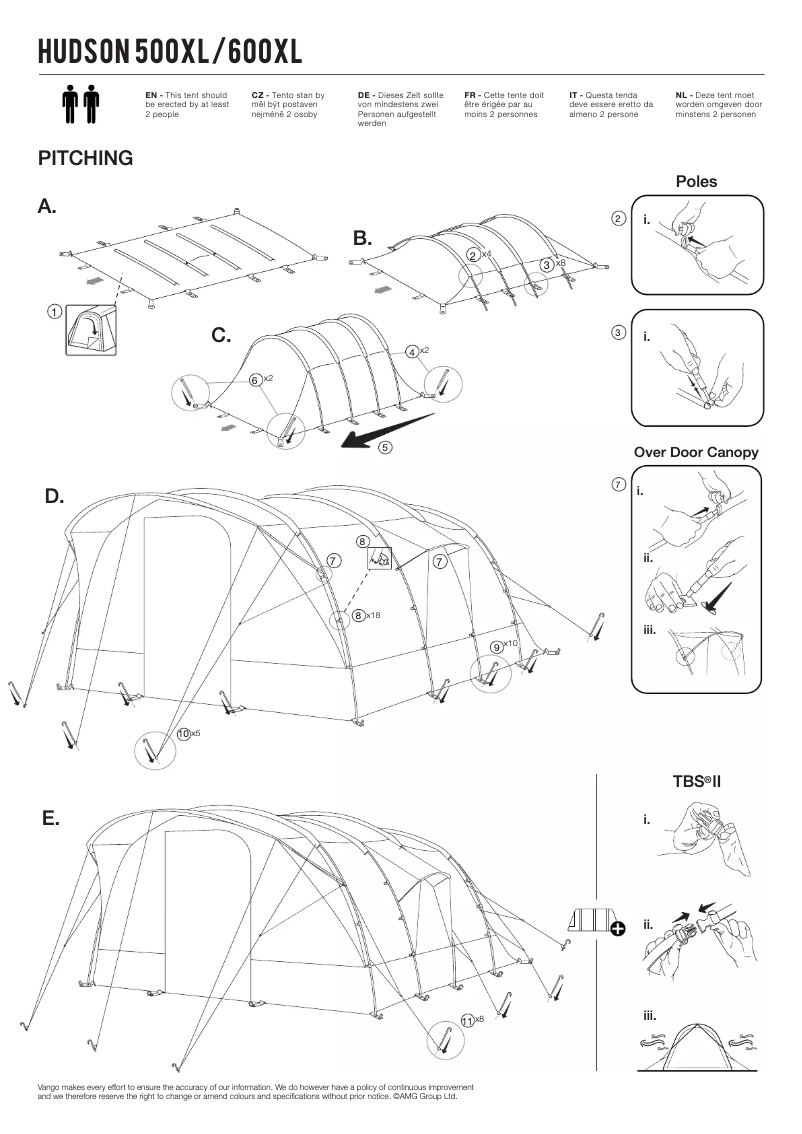 Page n°1 - Manuel utilisateur Vango Hudson 500XL