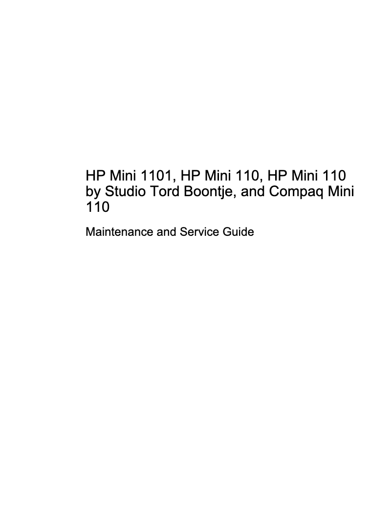 Page n°1 - Manuel utilisateur HP Mini 110-1118CA