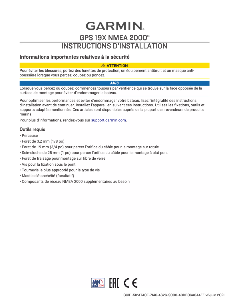 Page 1 de la notice Manuel utilisateur Garmin GPS 19x NMEA 2000