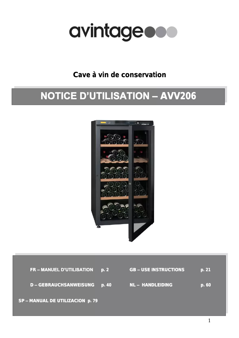Page n°1 - Manuel utilisateur Avintage AVV206