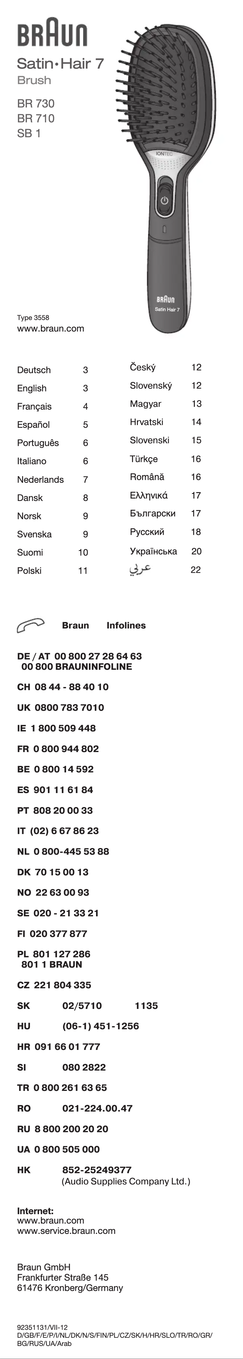 Page 1 of the manual User Manual Braun Satin Hair 7 BR 730