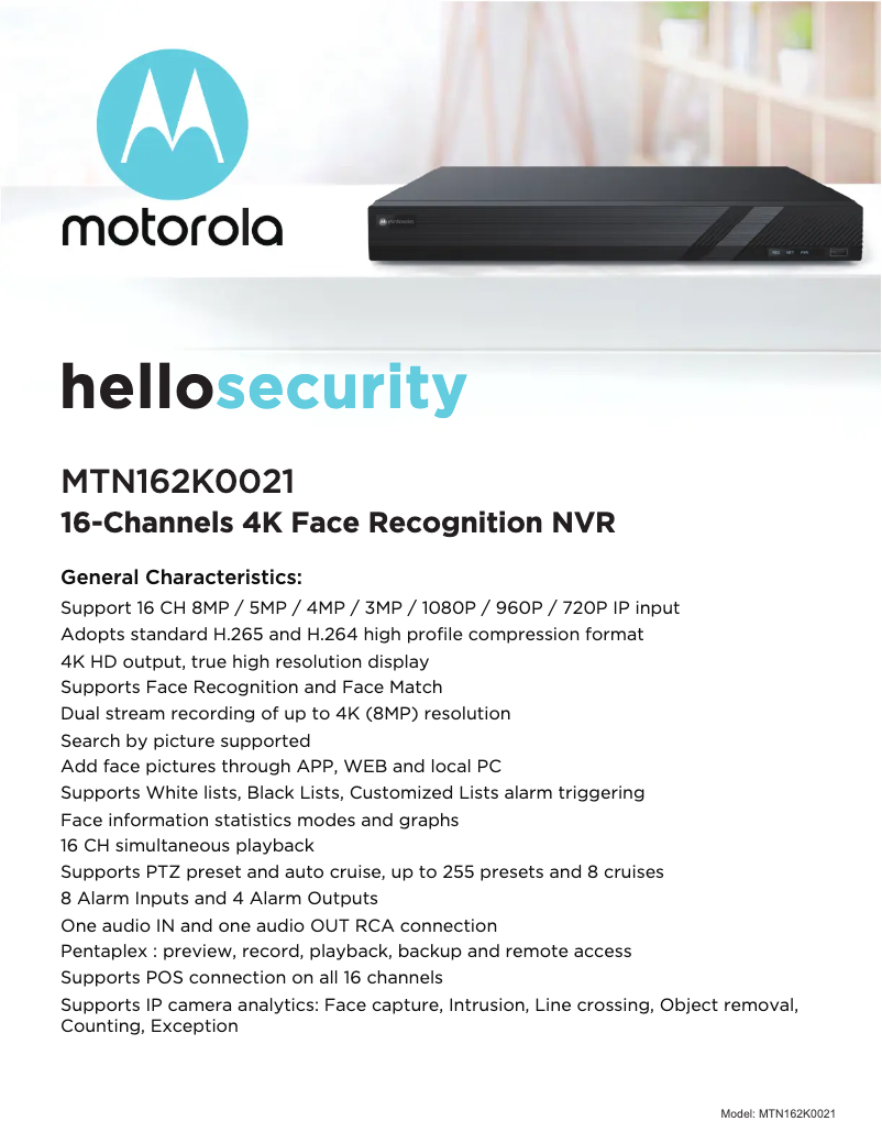 Page n°1 - Manuel utilisateur Motorola MTN162K0021