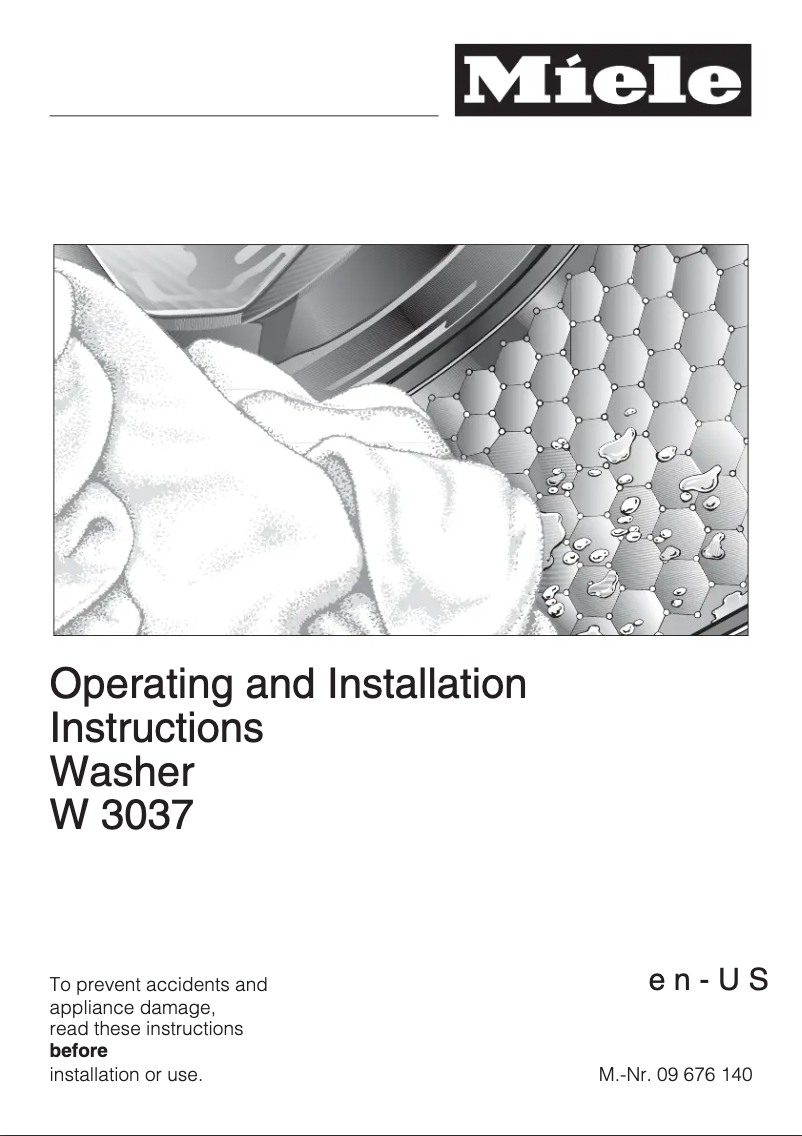 Page n°1 - Manuel utilisateur Miele W 3037