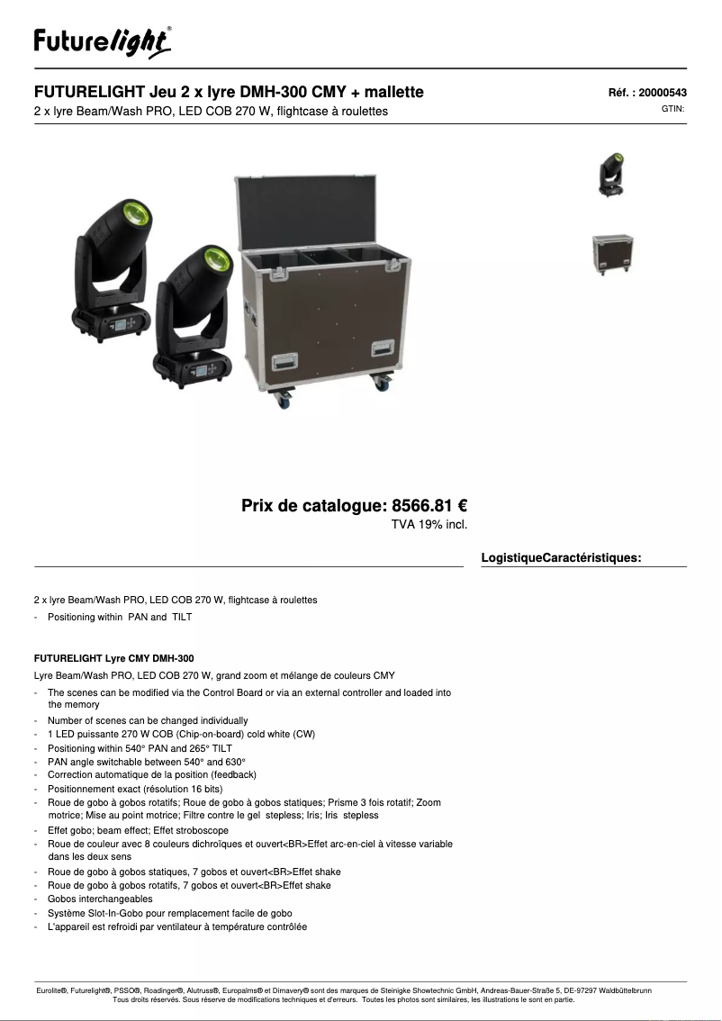 Página 1 del manual Ficha técnica Futurelight DMH-300 CMY