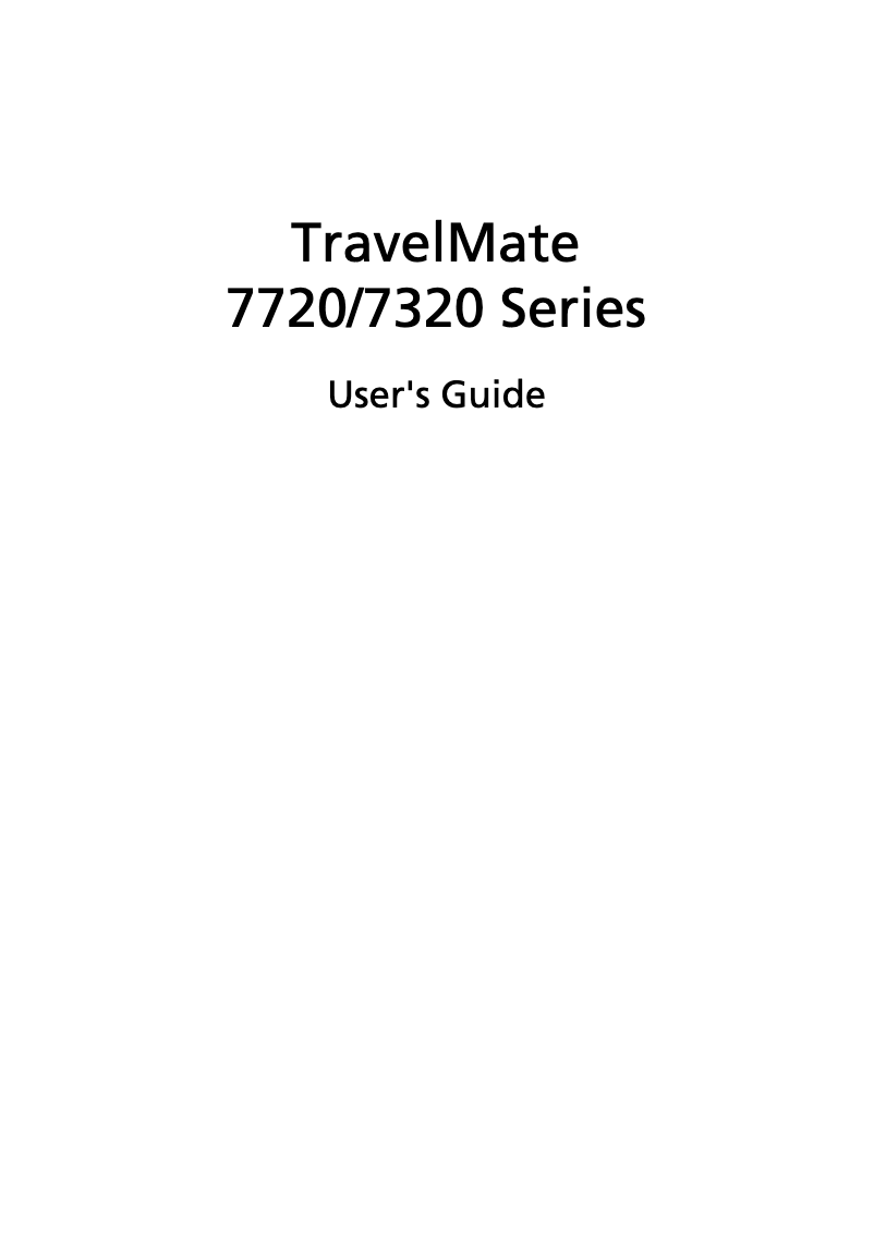 Page n°1 - Manuel utilisateur Acer Travelmate 7720