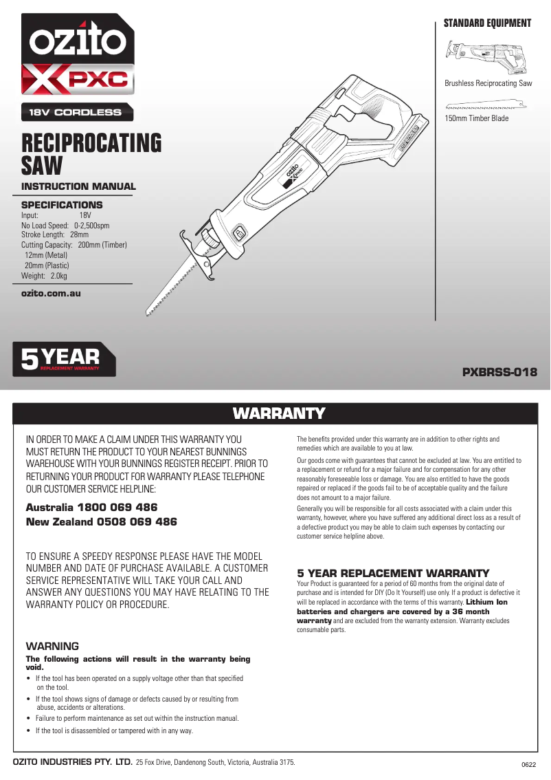 Imagen de la primera página del manual del dispositivo PXBRSS-018