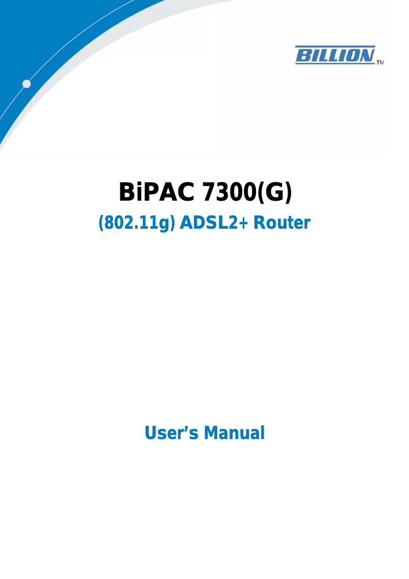 Page n°1 - Manuel utilisateur Billion BIPAC 7300